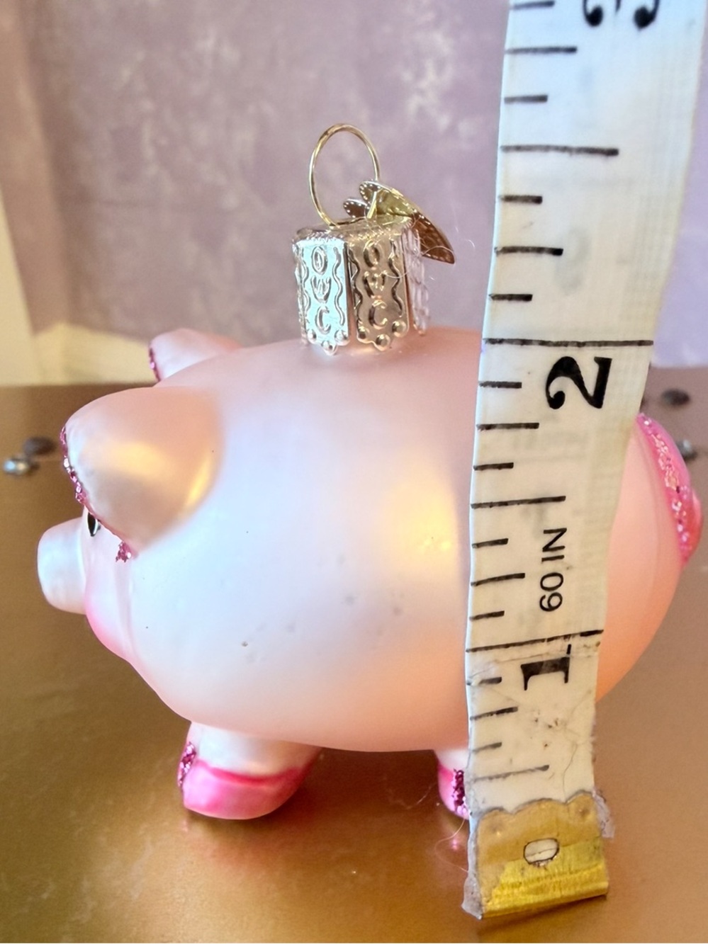 Pink Glass Pig Ornament Holiday Accent - Picture 6 of 8